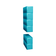 Poster - Blue exclamation mark symbol or icon design with cubes or block style in 3d rendering 