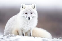 Arctic Fox With Sly Look And Beautiful Fur Pattern On Snow, Created With Generative Ai