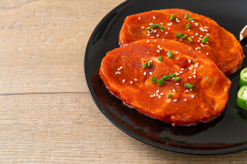 Wall Mural - pork Korean marinated or fresh pork raw marinated with Korean spicy paste