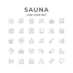 Set line icons of sauna