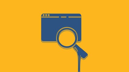 Poster - Blue Search in a browser window icon isolated on orange background. 4K Video motion graphic animation