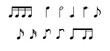set of notes and the word music on the white background.