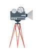 © Tatyana Sidorova - Vintage movie projector on a tripod. Watercolor illustration for banner, flyer, poster or tickets. Old movie camera.