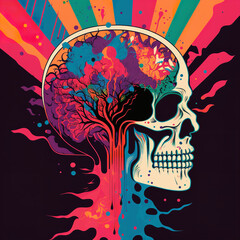 Wall Mural - psychedelic human head