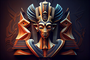 Wall Mural - Beautiful abstract Egyptian God Seth background. Generative AI technology.