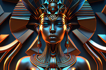 Wall Mural - Beautiful abstract Egyptian God Isis background. Generative AI technology.
