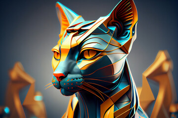 Wall Mural - Beautiful abstract Egyptian God Bastet background. Generative AI technology.