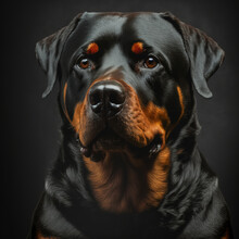 Studio Shot With Cute Rottweiler Dog Portrait With The Curiosity And Innocent Look As Concept Of Modern Happy Domestic Pet In Ravishing Hyper Realistic Detail By Generative AI.