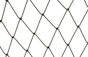 Football or tennis net. Rope mesh on a white background close-up