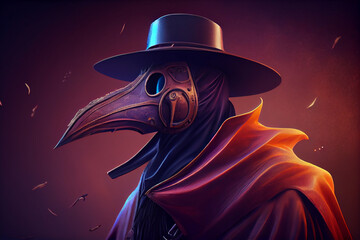 Beautiful abstract plague doctor background. Generative AI technology.