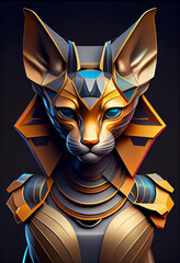 Wall Mural - Beautiful abstract Egyptian God Bastet background. Generative AI technology.
