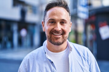 Sticker - Young caucasian man smiling confident standing at street