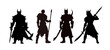 © KR Studio - Set of fantasy warriors silhouettes. RPG characters, armed knight