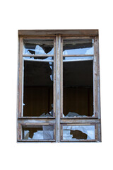 Aufkleber - old broken window isolated on white background