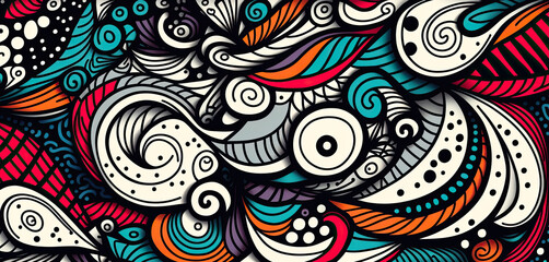 Wall Mural - Abstract doodle pattern background - Generative AI