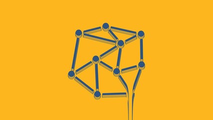 Poster - Blue Neural network icon isolated on orange background. Artificial Intelligence. 4K Video motion graphic animation