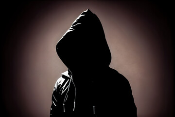 Poster - hacker wearing a black hooded jacket. Generative AI, Generative, AI