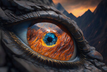 Realistic Photo Close Look Of Eye Made From Molten Lava Generative AI