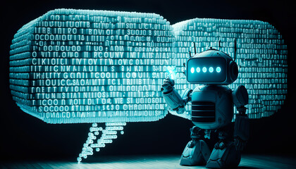 Wall Mural - Robotic ai,chat bot.futuristic technology or machine learning data development and reaction or retaliation process concepts.library  information. ai generated technology