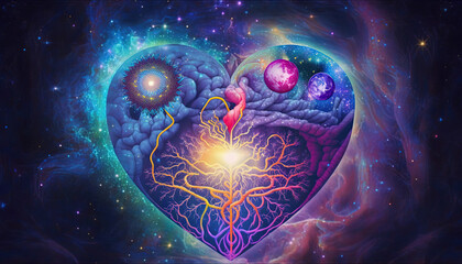 Wall Mural - heart home of the soul, concept, beautiful esoteric heart connected to soul and emotions, deep conne