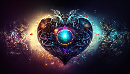 Wall Mural - heart home of the soul, concept, beautiful esoteric heart connected to soul and emotions, deep conne