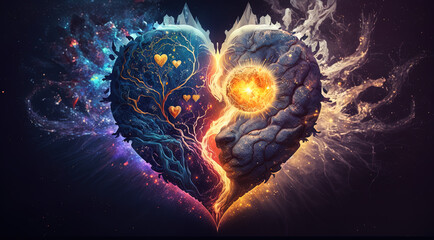 Wall Mural - soul home is our heart , concept, esoteric heart connects soul, emotions and body, deep mystical fee