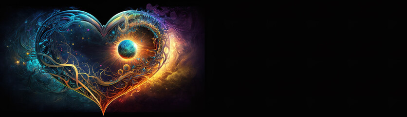 Wall Mural - soul home is our heart , concept, esoteric heart connects soul, emotions and body, deep mystical fee