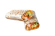 Shawarma durum doner kebab with meat and vegetable salad.  Isolated, transparent background