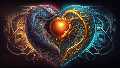 Wall Mural - heart home of the soul, concept, beautiful esoteric heart connected to soul and emotions, deep conne