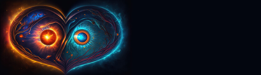 Wall Mural - heart home of the soul, concept, beautiful esoteric heart connected to soul and emotions, deep conne