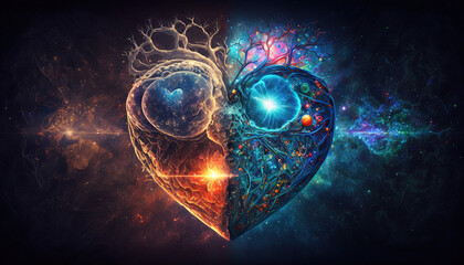 Wall Mural - heart home of the soul, concept, beautiful esoteric heart connected to soul and emotions, deep conne