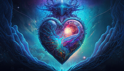 Wall Mural - heart home of the soul, concept, beautiful esoteric heart connected to soul and emotions, deep conne