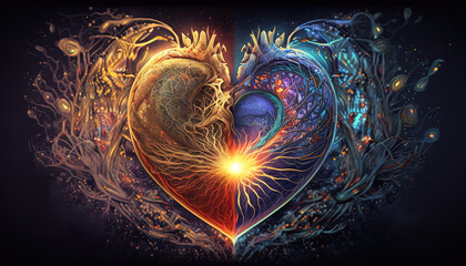 Wall Mural - heart home of the soul, concept, beautiful esoteric heart connected to soul and emotions, deep conne