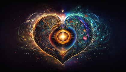 Wall Mural - heart home of the soul, concept, beautiful esoteric heart connected to soul and emotions, deep conne