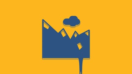 Sticker - Blue Mountains icon isolated on orange background. Symbol of victory or success concept. 4K Video motion graphic animation