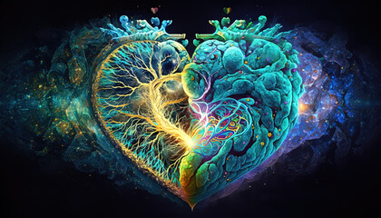 Wall Mural - heart home of the soul, concept, beautiful esoteric heart connected to soul and emotions, deep conne