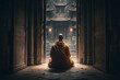 Buddhist monk meditating 