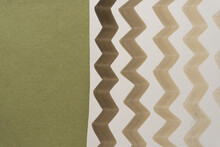 Rough Paper With Decorative Zig Zag Lines And Rough Green Paper For Copy
