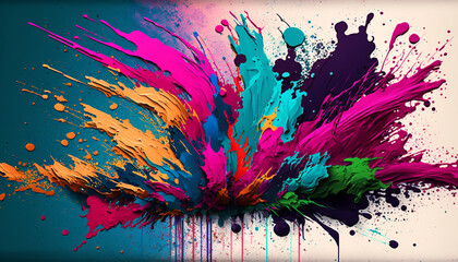 Wall Mural - Colorful paint splashes background texture 