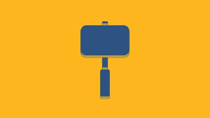 Canvas Print - Blue Sledgehammer icon isolated on orange background. 4K Video motion graphic animation