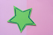 Green Star On Pink