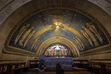 mount tabor. israel. january 27, 2020: interior of the transfiguration church on mount tabor