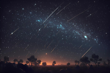 sky with stars and comets. generative ai