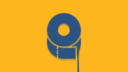 Poster - Blue Toilet paper roll icon isolated on orange background. 4K Video motion graphic animation