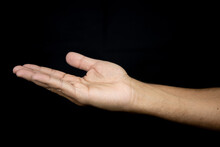 Hand Open And Ready To Help Or Receive. Gesture Isolated On Black Background Helping Hand Outstretched For Salvation