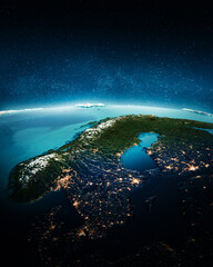 Wall Mural - sweden and norway city lights