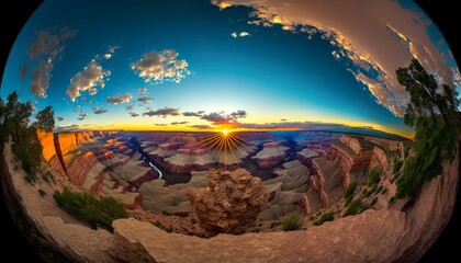 Wall Mural - A stunning photograph of a sunset over the Grand Canyon 24mm lens f11 vibrant wide  Generative AI