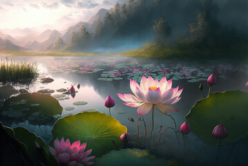 lotus flowers in the lake