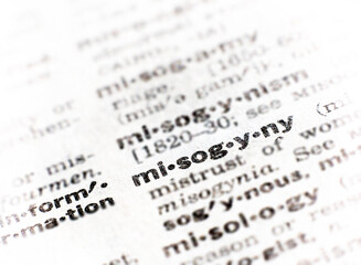 Closeup of the word misogyny