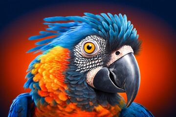 Cute parrot on the simple background, super photo realistic, generative ai